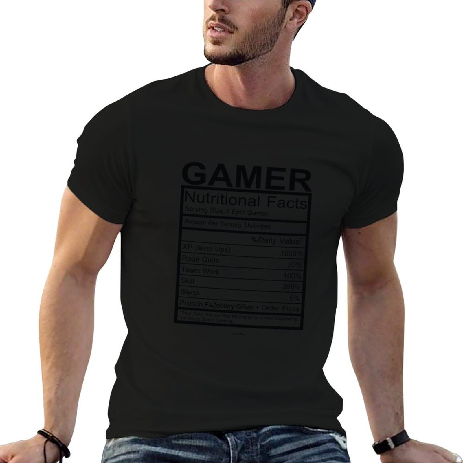 Nutrition Of Fitness - Gamer Nutritional Facts Chart T-Shirt Fitness