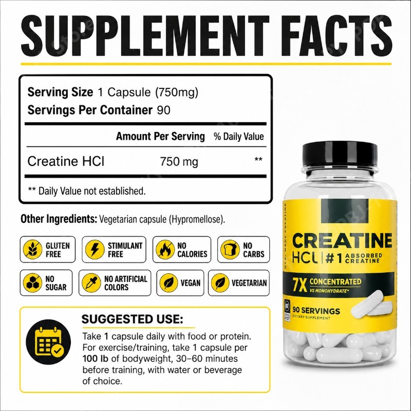 Creatine HCl 750mg 90 Capsules - огляд і ціна Nutrition Of Fitness